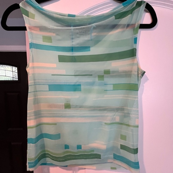 ~Calvin Klein~ Striped Green Sleeveless Top - Picture 2 of 6